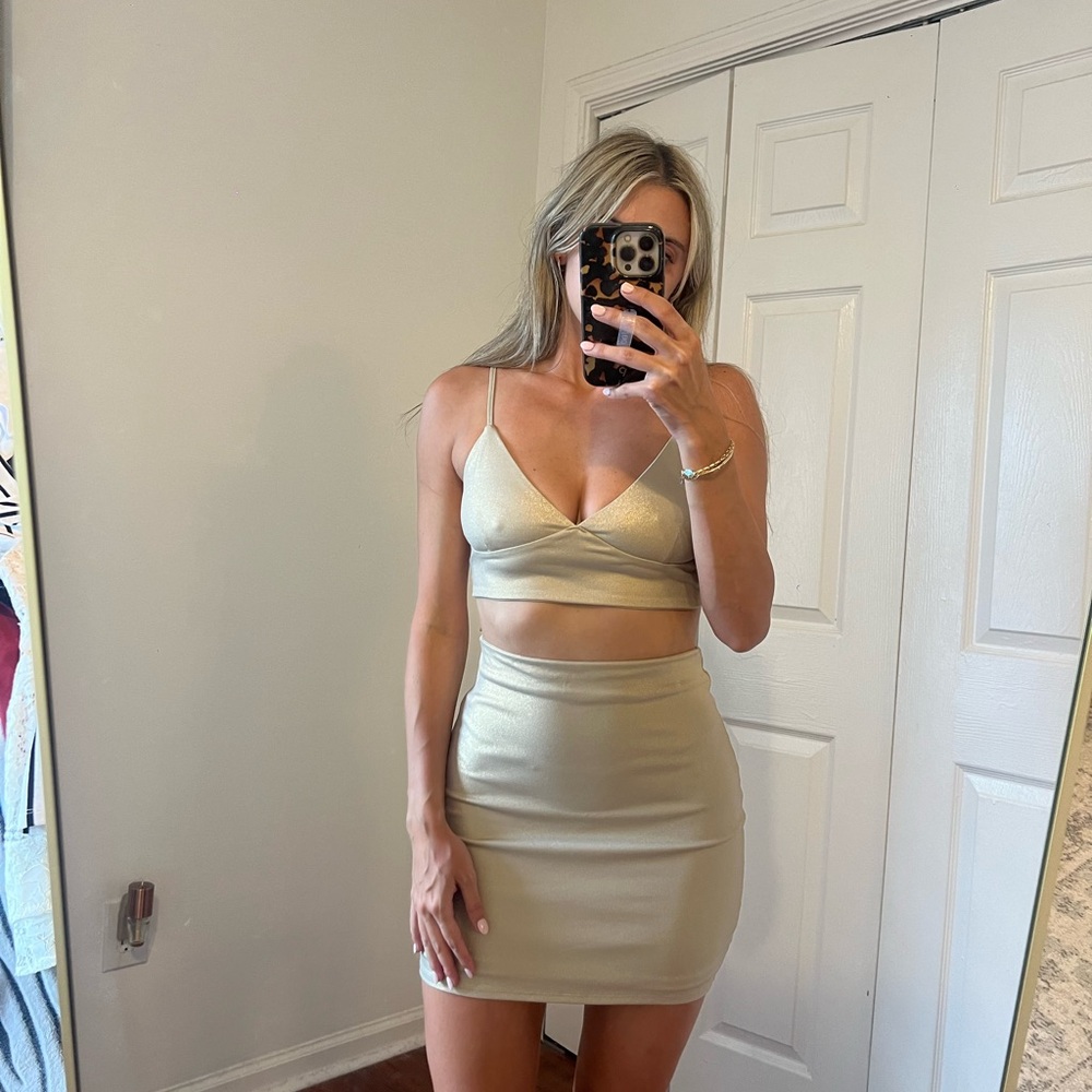 by the way. Champagne Mini Pencil Skirt Set Night Out